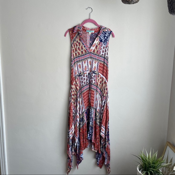 Francesca’s / Handkerchief Asymmetrical Midi Dress - Picture 1 of 10